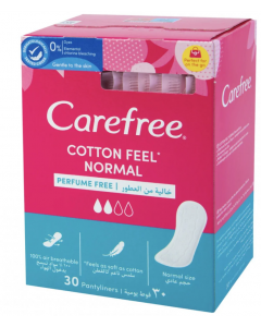 CARE FREE COTTON FEEL NORMAL PERFUMEFREE PANTYLINERS SINGLE WRAPPED 30PCS