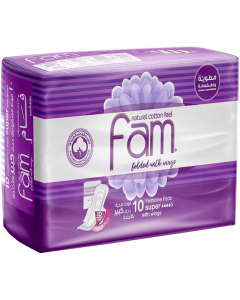 FAM FEMININE PADS SUPER WITHE WINGS 10PCS