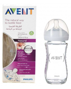 AVENT NATURAL FEEDING BOTTLE GLASS 240ML X1