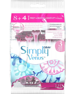 GILLETTE VENUS SIMPLY WOMEN RAZOR 3 BLADES 8+4 RAZORS