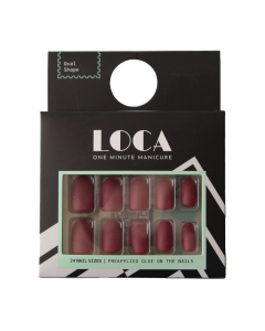 LOCA PRESS ON NAILS MATTE BURGUNDY OVAL SHAPE