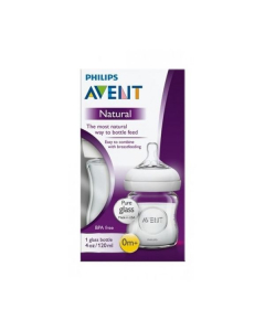 AVENT NATURAL GLASS FEEDING BOTTLE 120ML