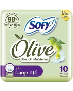 SOFY OLIVE OIL SLIM LARGE PADS WITH WINGS 10 PCS