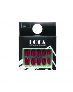 LOCA PRESS ON NAILS DEEP RED OVAL SHAPE