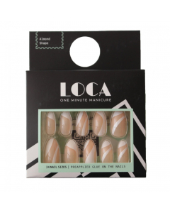 LOCA PRESS ON NAILS NUDE AND WHITE ALMOND SHAP