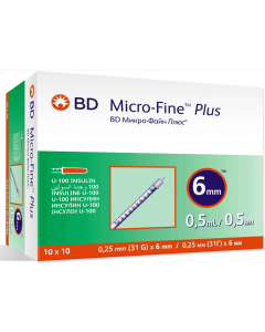 BD MICRO FINE PLUS SYRINGE 0.5 ML 31G 6 MM 100 PCS