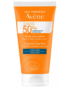 AVENE SUN BLOCK FLUID SPF50+ FRAGRANCE FREE FOR NORMAL TO COMBINATION SENSITIVE SKIN 50ML