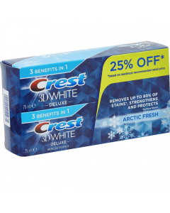 CREST ARCTIC FRESH 3D WHITE DELUXE TOOTHPASTE 2*75ML